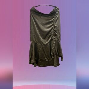 Soncy | Ruched Midi Skirt w/ Ruffle Hem